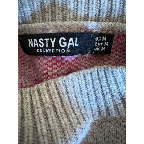 Gray & Pink Heart Print Knit Sweater & Shorts Lounge Set Nasty Gal M - Picture 5 of 5